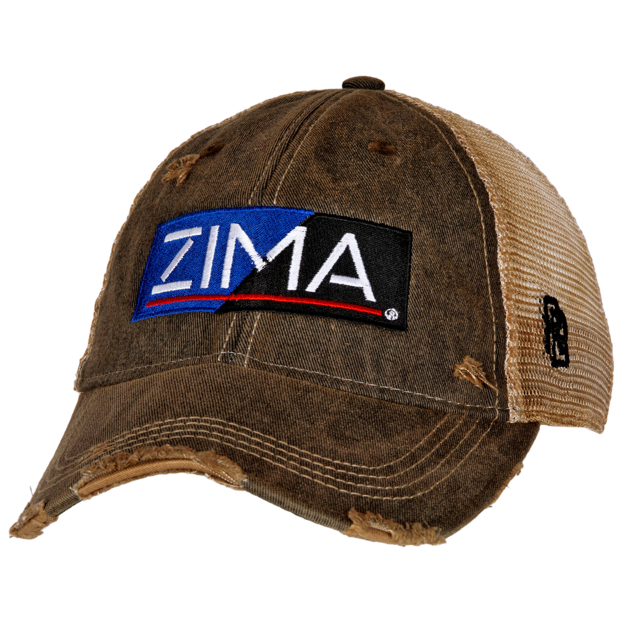 Zima Logo Retro Brand Mesh Black Trucker Hat